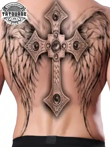 Tatouage éphémère dos avec des ailes