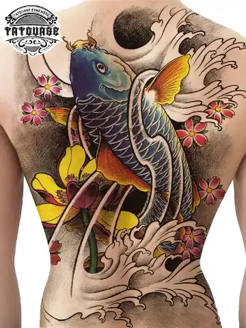 Tatouage éphémère dos carpe koi
