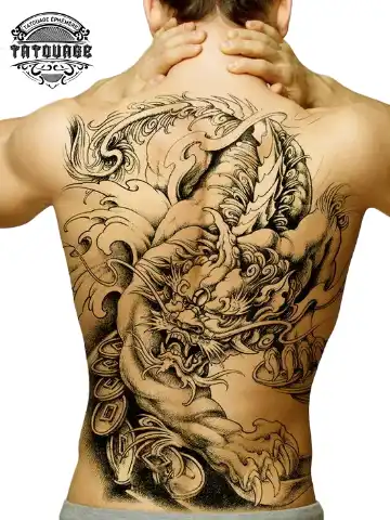 Tatouage éphémère dos dragon
