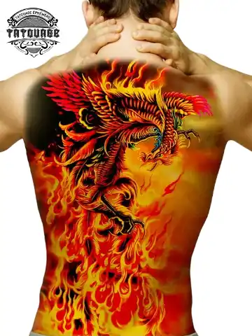 Tatouage éphémère dos phœnix