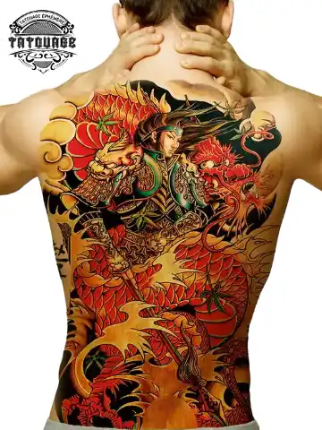 Tatouage éphémère dos samouraï