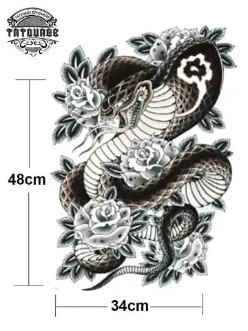Tatouage éphémère dos serpent