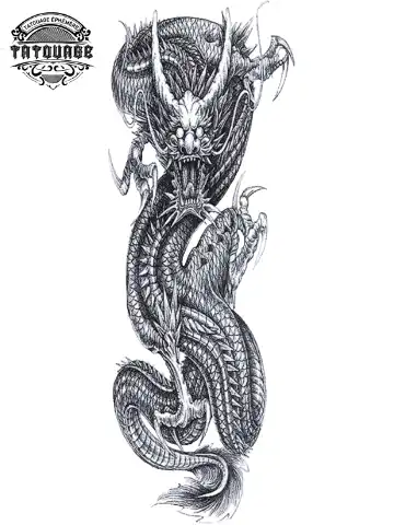 Tatouage éphémère dragon bras complet