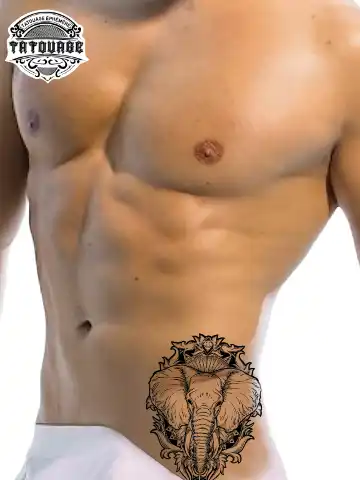 Tatouage éphémère éléphant hanche