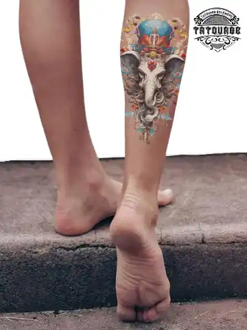tatouage ephemere elephant mollet photo Tatouage éphémère éléphant mollet