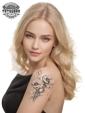 tatouage ephemere epaule coquelicot photo Tatouage éphémère épaule coquelicot