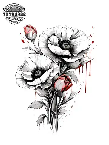 tatouage ephemere epaule coquelicot Tatouage éphémère épaule coquelicot