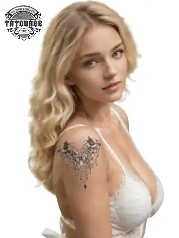 tatouage ephemere epaule femme dentelle photo Tatouage éphémère épaule femme dentelle