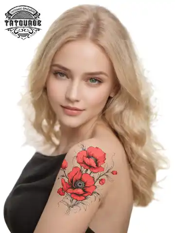 tatouage ephemere epaule femme fleur photo Tatouage éphémère épaule femme fleur