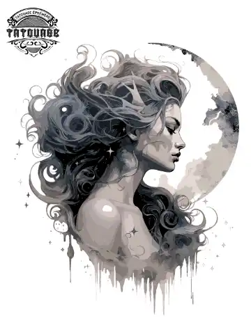 tatouage ephemere epaule lune Tatouage éphémère épaule lune