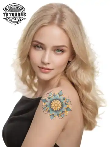 tatouage ephemere epaule mandala femme photo Tatouage éphémère épaule mandala femme