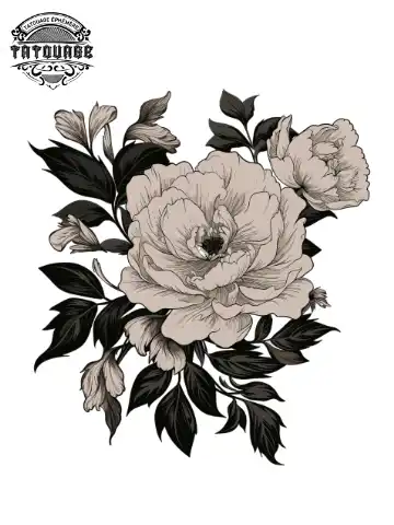 tatouage ephemere epaule pivoine Tatouage éphémère épaule femme pivoine