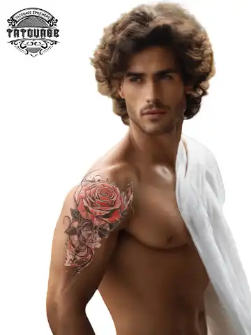 tatouage ephemere epaule rose homme photo Tatouage éphémère épaule rose homme