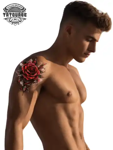 tatouage ephemere epaule rose photo Tatouage éphémère épaule rose
