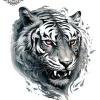 Tatouage éphémère épaule tigre blanc