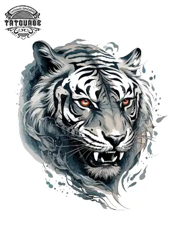 Tatouage éphémère épaule tigre blanc