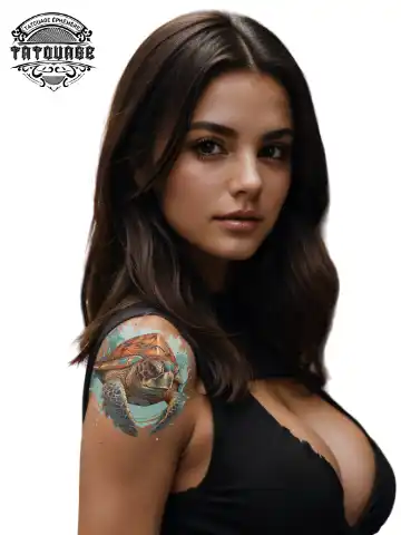 Tatouage éphémère épaule tortue