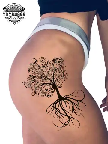 Tatouage éphémère hanche arbre
