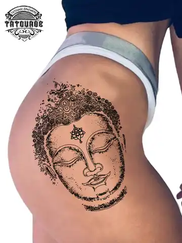 Tatouage éphémère hanche bouddha