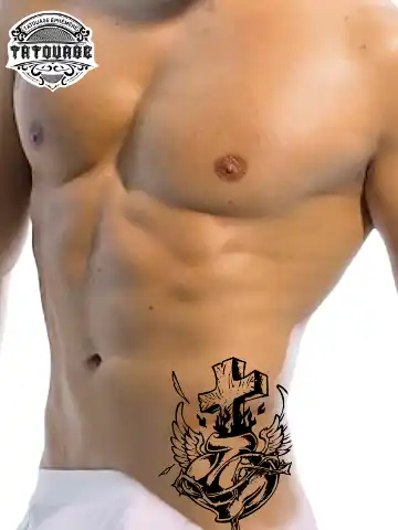 Tatouage éphémère hanche croix