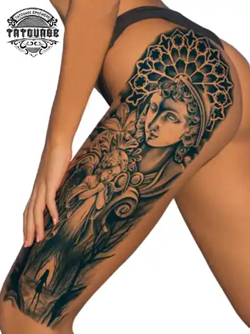 Tatouage éphémère hanche cuisse femme
