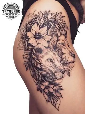 tatouage ephemere hanche lion photo Tatouage éphémère hanche lion