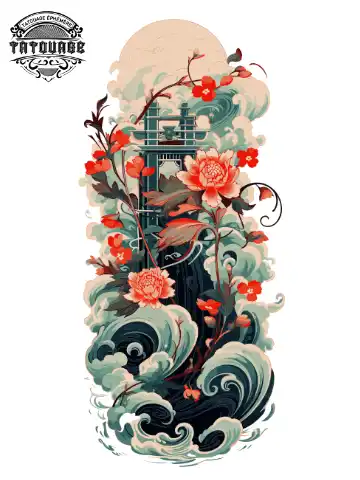 Tatouage éphémère japonais mollet homme