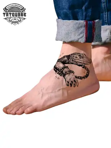 Tatouage éphémère lézard cheville