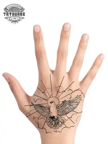 Tatouage éphémère main colombe