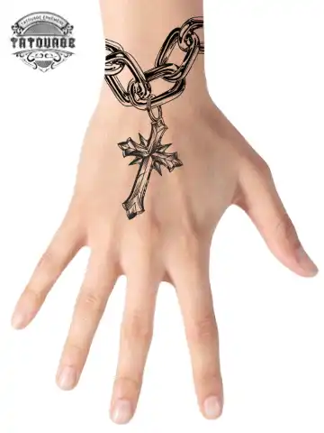 Tatouage éphémère main croix