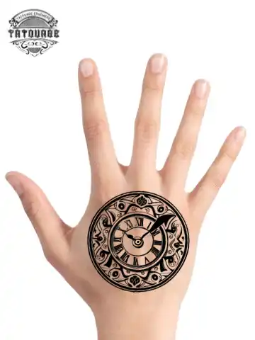 Tatouage éphémère main horloge