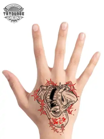 Tatouage éphémère main japonais