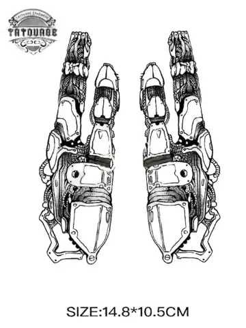 tatouage ephemere main robot Tatouage éphémère main robot