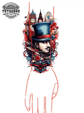 Tatouage éphémère manchette anglais