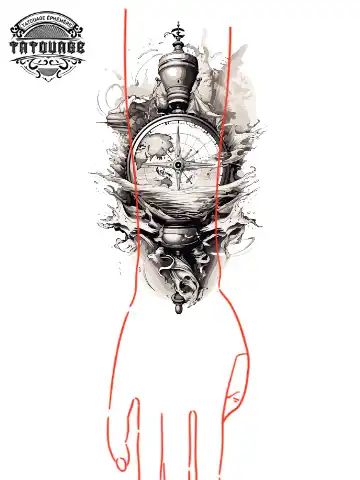 tatouage ephemere manchette boussole photo Tatouage éphémère manchette boussole