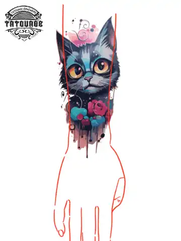 tatouage ephemere manchette chat photo Tatouage éphémère manchette chat