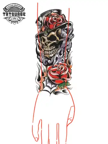 Tatouage éphémère manchette crâne