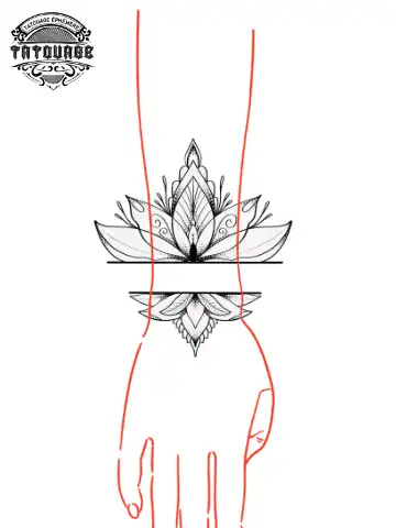 tatouage ephemere manchette fleur de lotus photo Tatouage éphémère manchette fleur de lotus