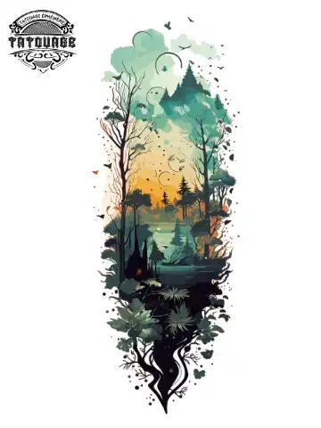 tatouage ephemere manchette foret Tatouage éphémère manchette forêt