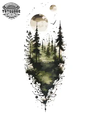 tatouage ephemere manchette homme foret Tatouage éphémère manchette homme forêt