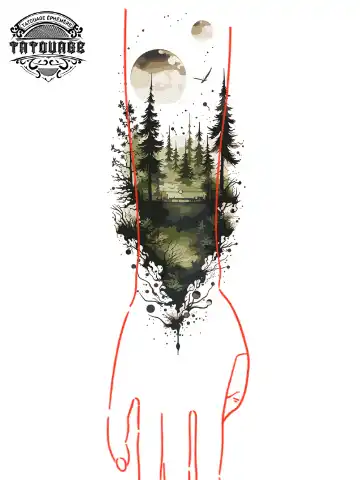 Tatouage éphémère manchette homme forêt