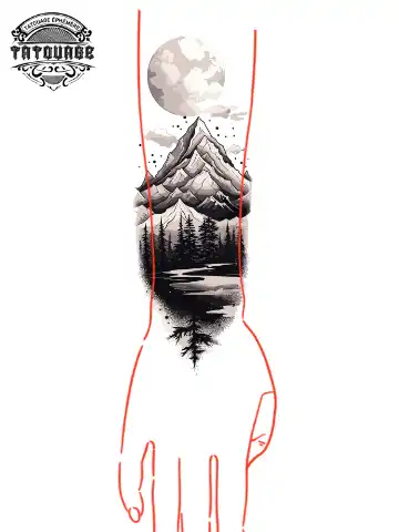 Tatouage éphémère manchette montagne