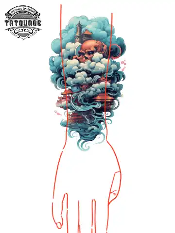 tatouage ephemere manchette nuage photo Tatouage éphémère manchette nuage