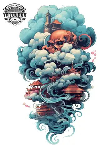 tatouage ephemere manchette nuage Tatouage éphémère manchette nuage
