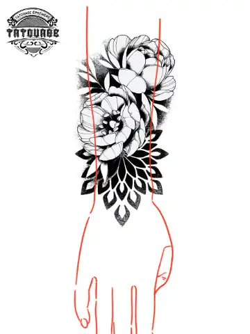 Tatouage éphémère manchette pivoine