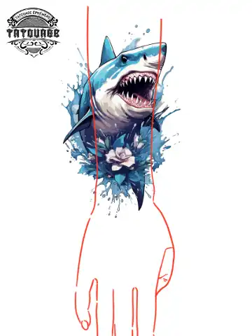 tatouage ephemere manchette requin photo Tatouage éphémère manchette requin