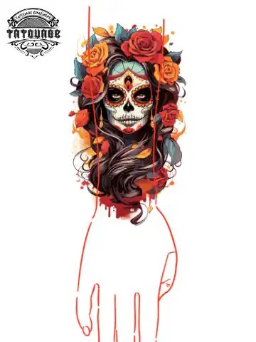 tatouage ephemere manchette tete de mort mexicaine photo Tatouage éphémère manchette tête de mort mexicaine