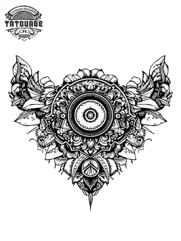 Tatouage éphémère mandala cou homme