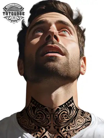 Tatouage éphémère maorie cou