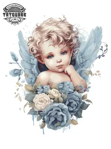 tatouage ephemere mollet ange Tatouage éphémère mollet ange